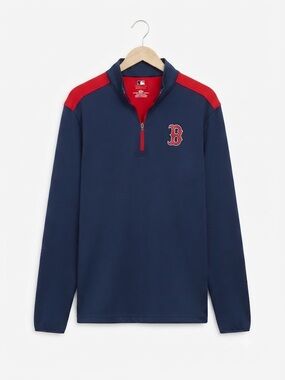 MLB Boston Red Sox 1/4 Zip Pullover Jacket Men’s Size Large Navy Blue Red